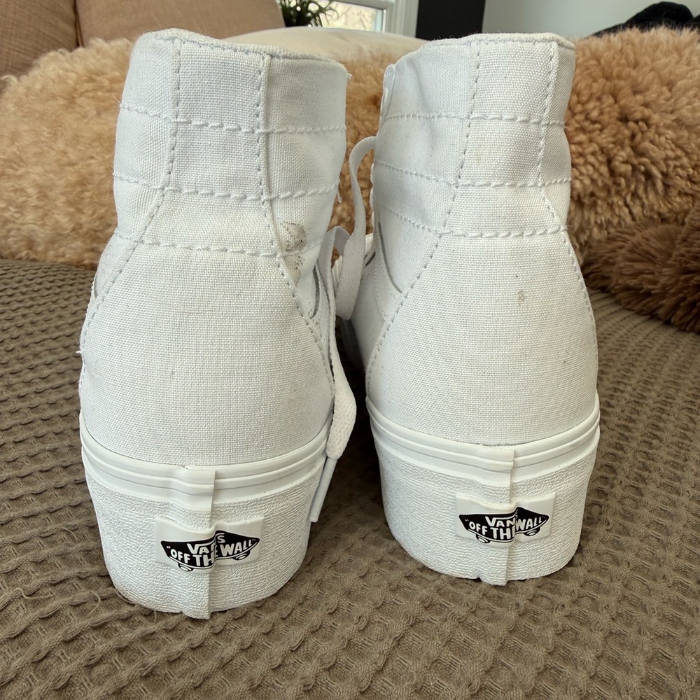 Vans Women's SK8-Hi Tapered Stackform Sneakers, Canvas True Whitewashing - Picture 6 of 8